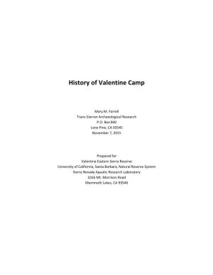 The History of Valentine Camp by Mary Farrell