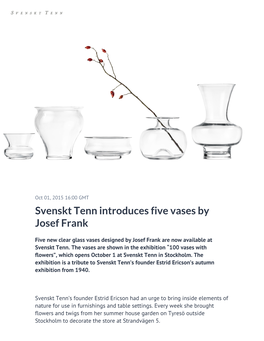 Svenskt Tenn Introduces Five Vases by Josef Frank