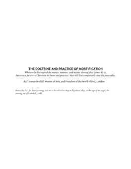 The Doctrine and Practice of Mortification