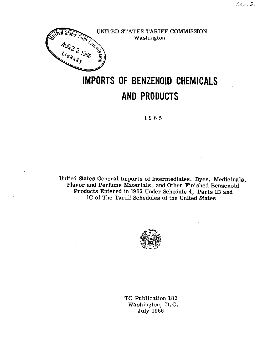 Imports of Benzenoid Chemicals and Products