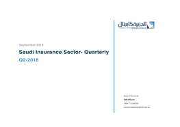 Saudi Insurance Sector- Quarterly Q2-2018
