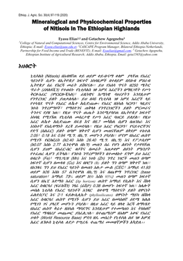 Mineralogical and Physicochemical Properties of Nitisols in the Ethiopian Highlands