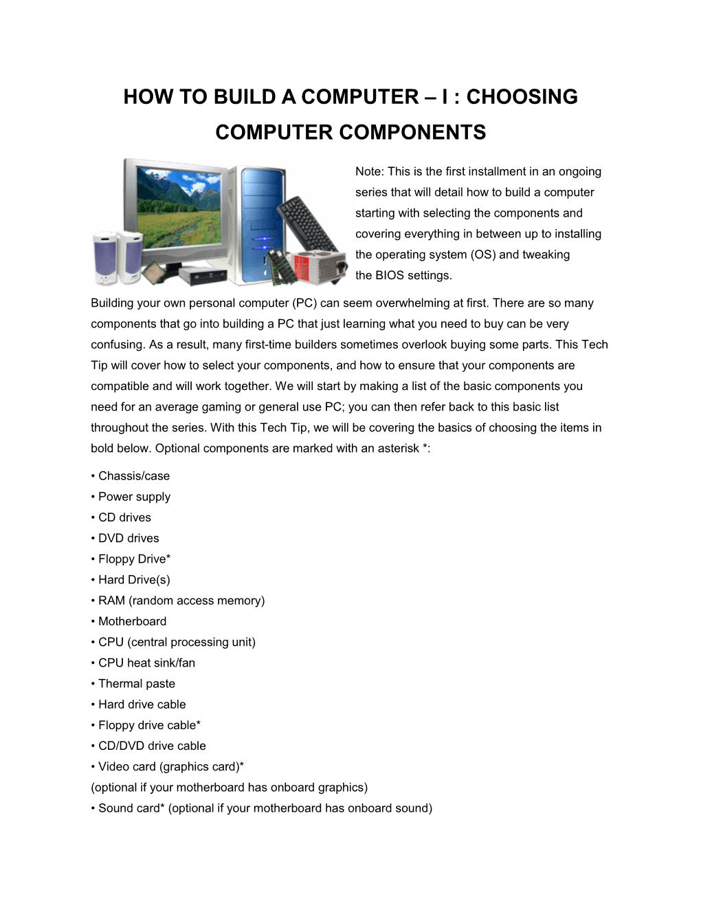 Choosing Computer Components