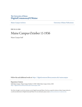 Maine Campus October 15 1936 Maine Campus Staff