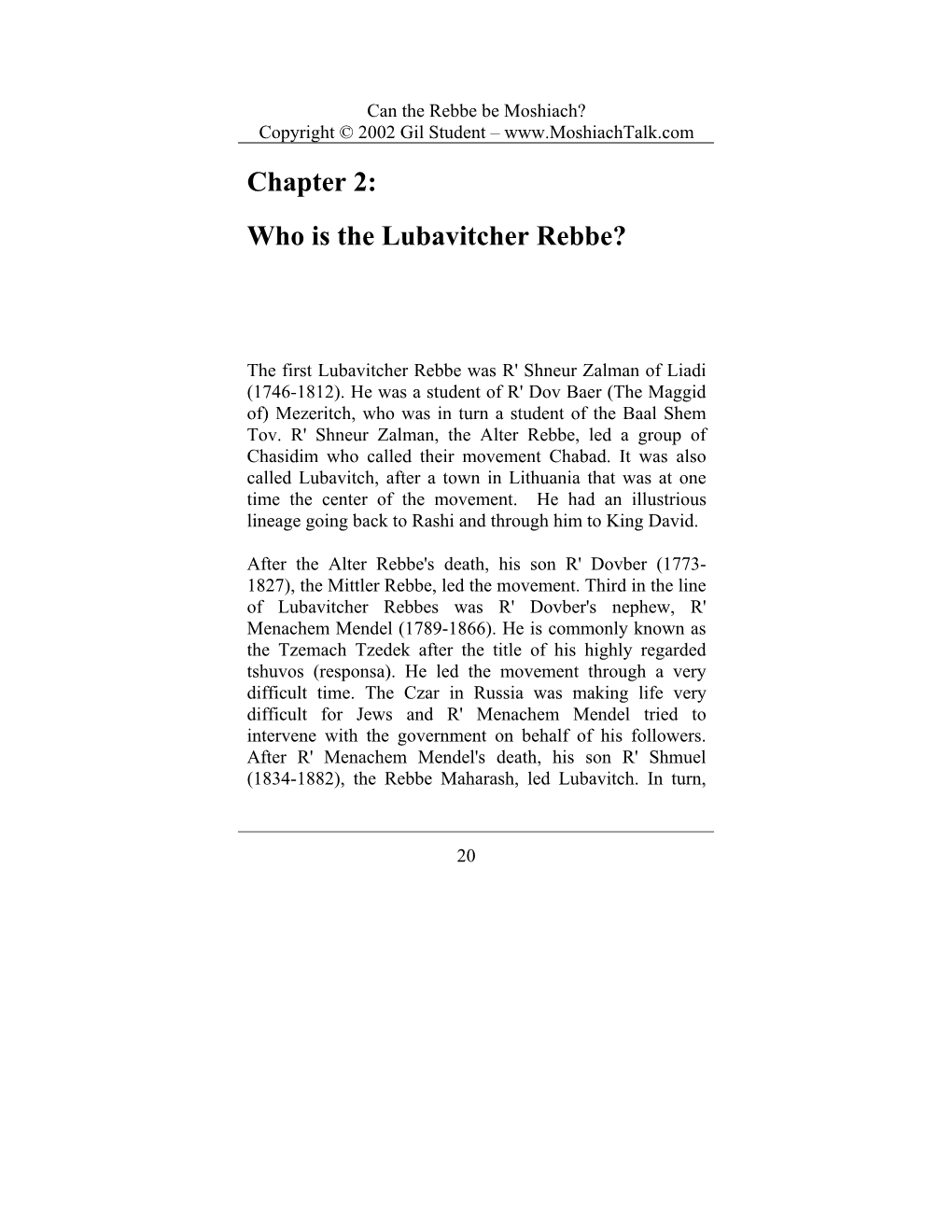 Chapter 2: Who Is the Lubavitcher Rebbe?