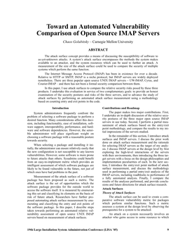 Toward an Automated Vulnerability Comparison of Open Source IMAP Servers Chaos Golubitsky – Carnegie Mellon University