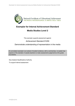 Exemplar for Internal Achievement Standard Media Studies Level 2