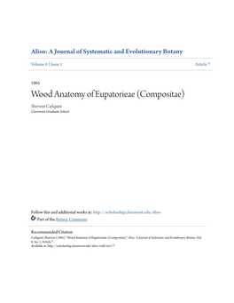 Wood Anatomy of Eupatorieae (Compositae) Sherwin Carlquist Claremont Graduate School