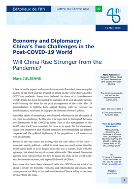 Economy and Diplomacy: China's Two Challenges in the Post-COVID-19