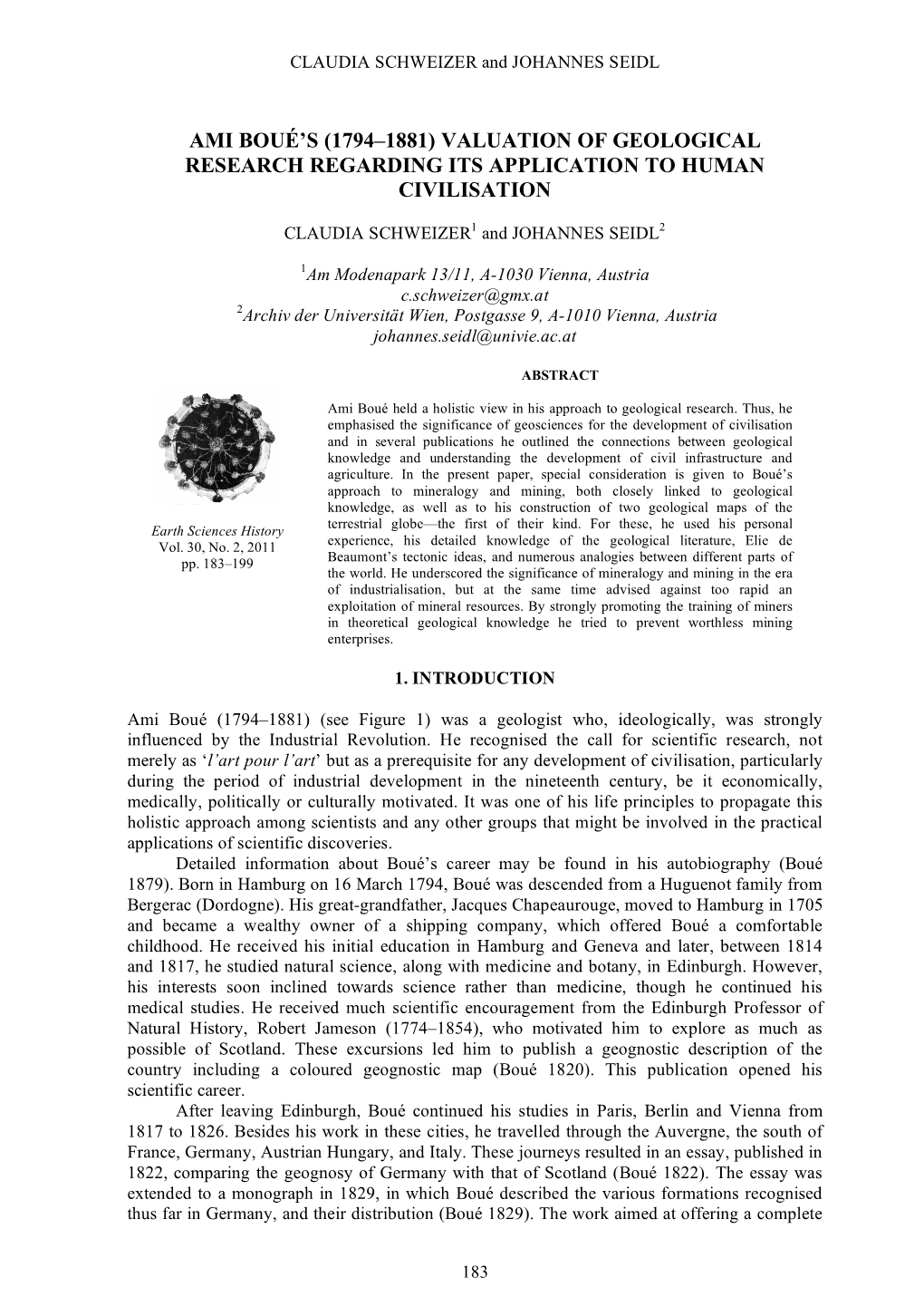 Ami Boué's (1794–1881) Valuation of Geological Research Regarding Its