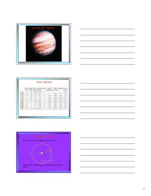 Lecture 23: Jupiter Solar System Jupiter's Orbit