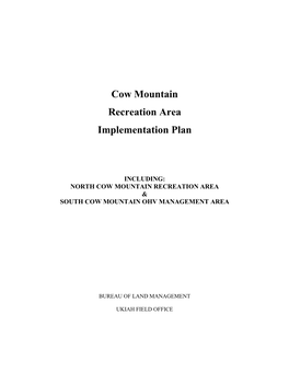 Cow Mountain Recreation Area Implementation Plan