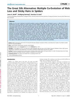 Multiple Co-Evolution of Web Loss and Sticky Hairs in Spiders