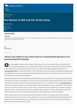 The Women of ISIS and the Al-Hol Camp | the Washington Institute