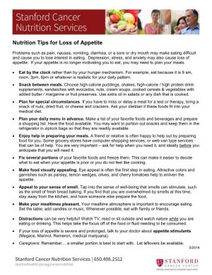 Nutrition Tips for Loss of Appetite