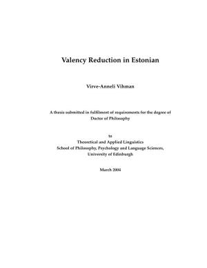 Valency Reduction in Estonian