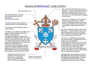 Diocese of Motherwell—Coat of Arms the Words Said As the Mitre Is Given to the the Cross of Our Lord