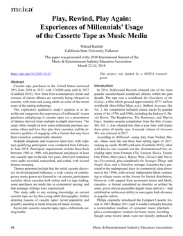 Experiences of Millennials' Usage of the Cassette Tape As Music Media