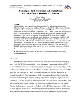 Challenges Faced by National and International Christian English Teachers in Honduras