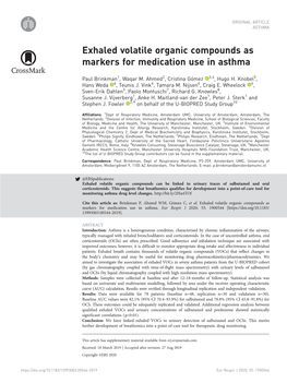 Exhaled Volatile Organic Compounds As Markers for Medication Use in Asthma