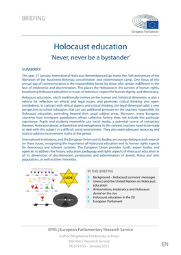 Holocaust Education 'Never, Never Be a Bystander'