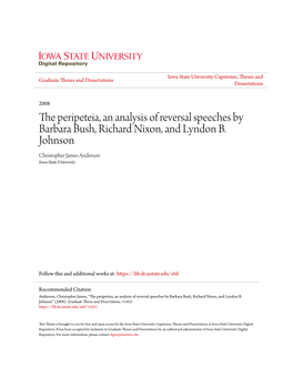 The Peripeteia, an Analysis of Reversal Speeches by Barbara Bush, Richard Nixon, and Lyndon B