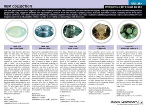 GEM COLLECTION INFORMATION SHEET 9 (CASES 283-284) the New Gem Collection Was Begun in 2003 and Currently Contains 180 Specimens, of Which 160 Are on Display