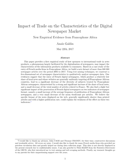 Impact of Trade on the Characteristics of the Digital Newspaper Market New Empirical Evidence from Francophone Africa