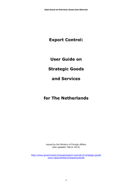 User Guide on Strategic Goods and Services for the Netherlands