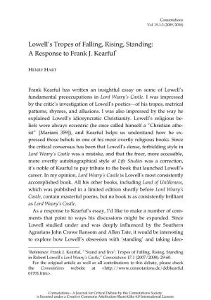 Lowell's Tropes of Falling, Rising, Standing: a Response to Frank J