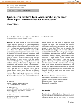 Exotic Deer in Southern Latin America: What Do We Know About Impacts on Native Deer and on Ecosystems?