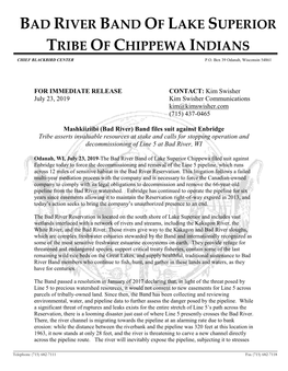 Bad River Band of Lake Superior Tribe of Chippewa