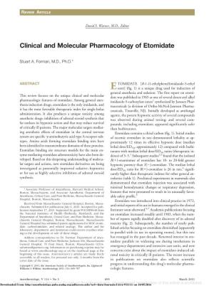 Clinical and Molecular Pharmacology of Etomidate