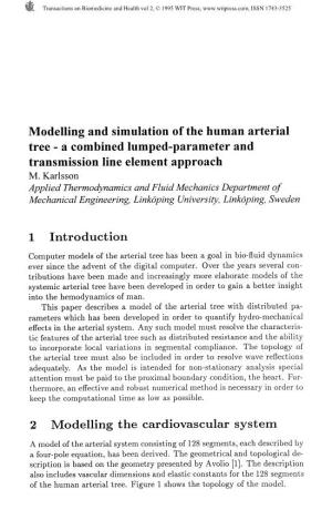 Modelling and Simulation of the Human Arterial Tree - a Combined Lumped-Parameter and Transmission Line Element Approach M