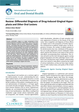 Review: Differential Diagnosis of Drug-Induced Gingival Hyperplasia and Other Oral Lesions