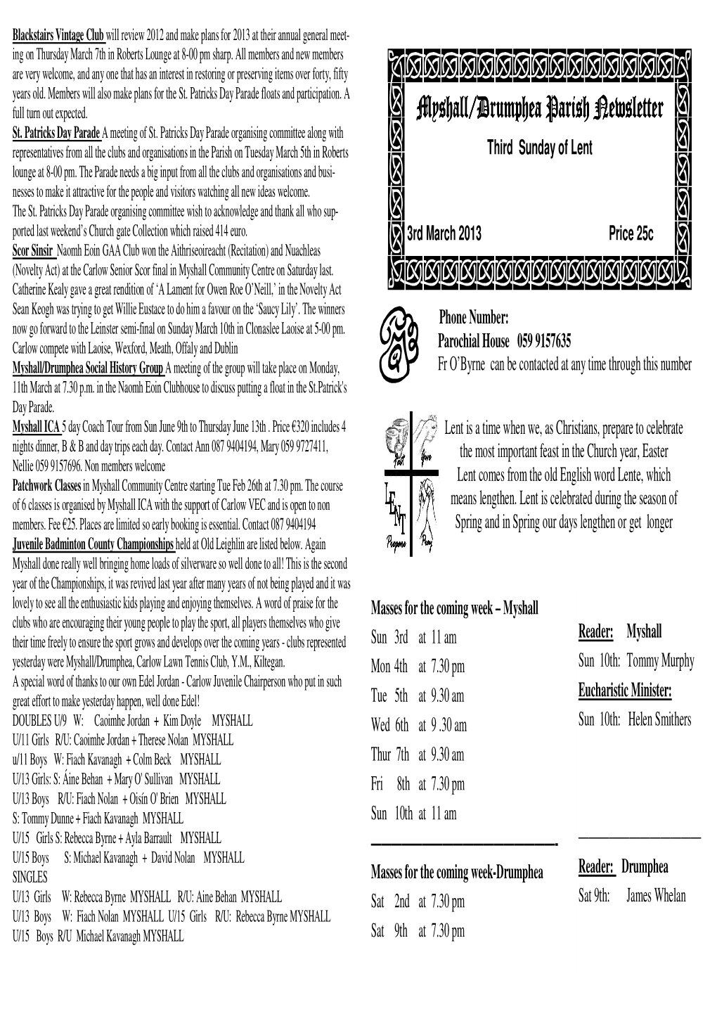 Myshall Parish Newsletter