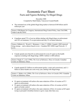 Economic Fact Sheet Facts and Figures Relating to Illegal Drugs