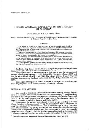 Hepatic Amebiasis: Experience in the Therapy of 56 Cases*