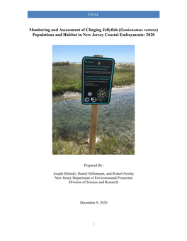 (Gonionemus Vertens) Populations and Habitat in New Jersey Coastal Embayments: 2020