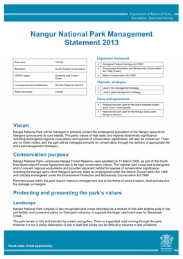Nangur National Park Management Statement 2013