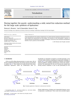 Understanding a Mild, Metal Free Reduction Method for the Large Scale Synthesis of Hydrazines