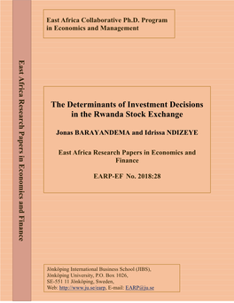 The Determinants of Investment Decisions in the Rwanda Stock Exchange