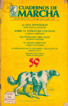Cuadernos De Marcha Tercera Epoca, Año Vi, Setiembre 1990 N$ 1800 a 12000