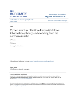 Vertical Structure of Bottom Ekman Tidal Flows: Observations, Theory, and Modeling from the Northern Adriatic J