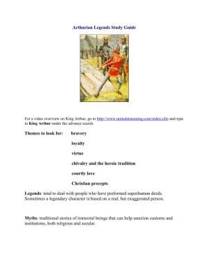 Arthurian Legends Study Guide Themes to Look