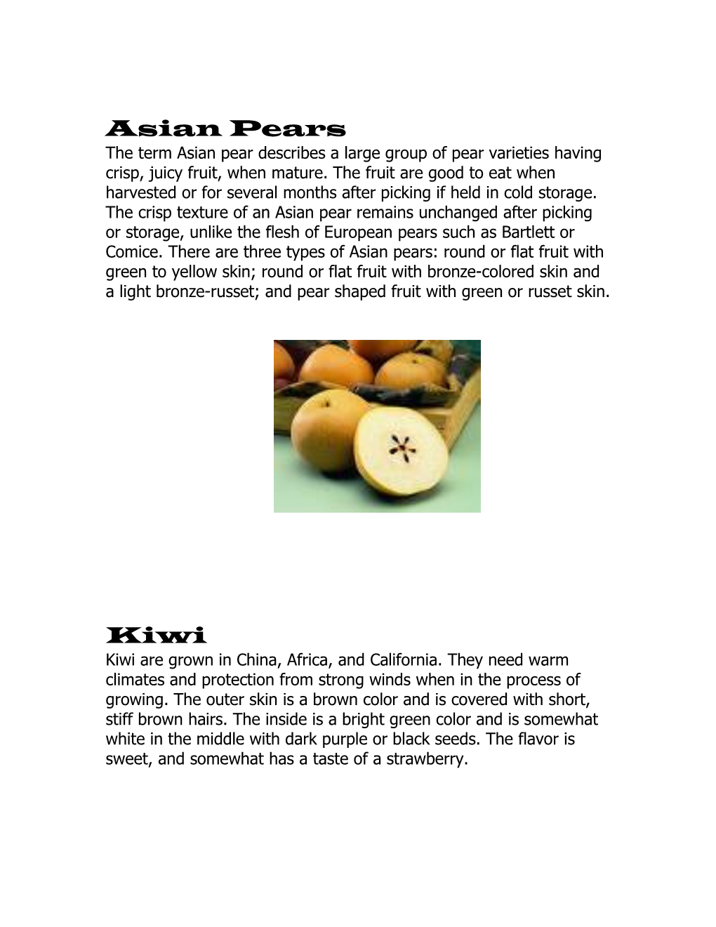 Asian Pears Kiwi