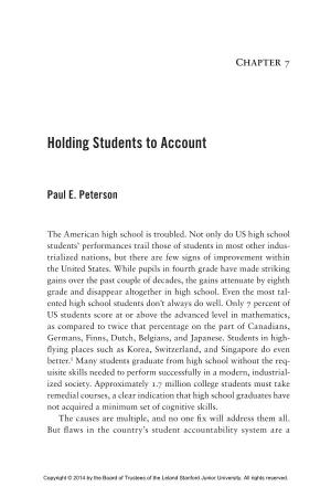 Holding Students to Account by Paul E. Peterson