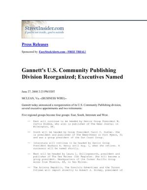Gannett's US Community Publishing Division Reorganized