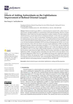Effects of Adding Antioxidants on the Lightfastness Improvement of Refined Oriental Lacquer