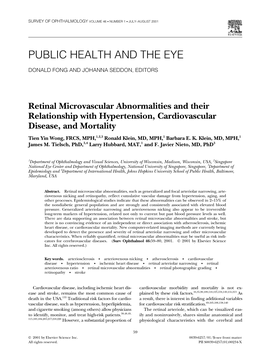 Public Health and the Eye